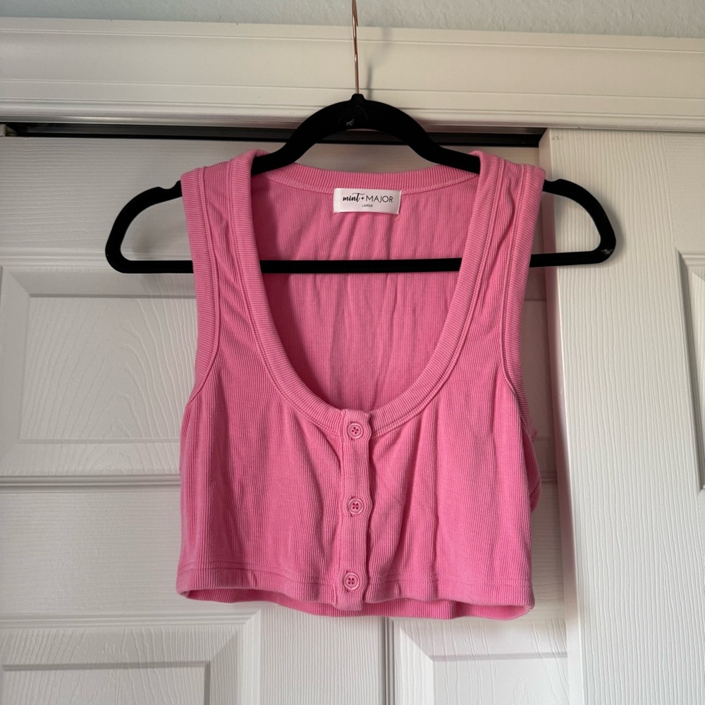 Mint Pink Buttoned Crop Top